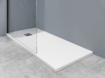 Bac de douche, extra plat, avec rainures pour un espace de séchage, L. 100 à 210 cm x l. 70 à 100 cm Résine anti glissant, finition misse, 10 couleurs, Livraison offerte